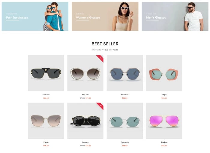 Theme Shopify pour ecommerce de lunettes