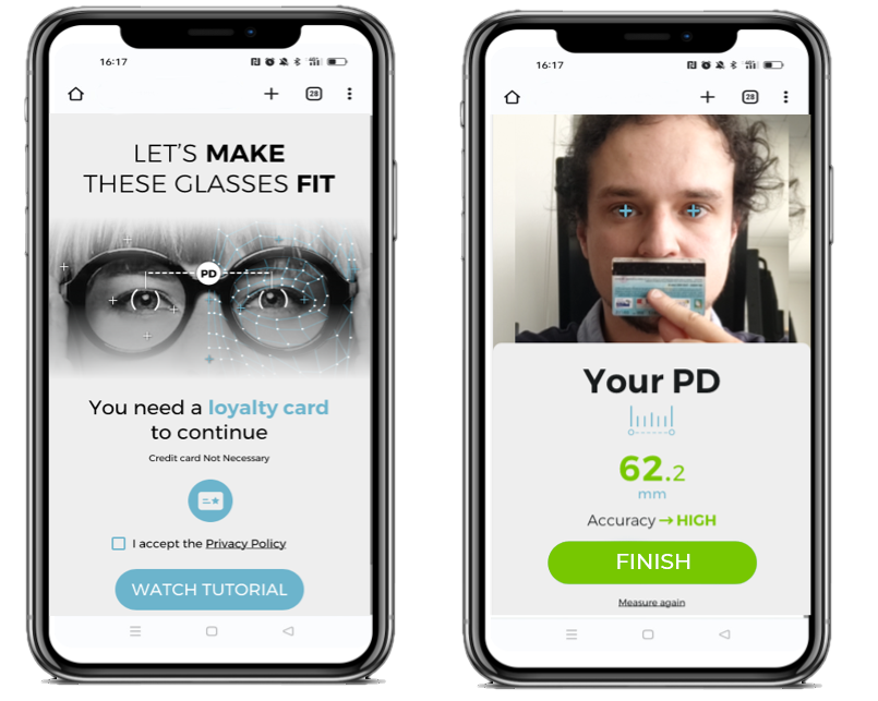 2 mock ups PD Measurement on Mobile