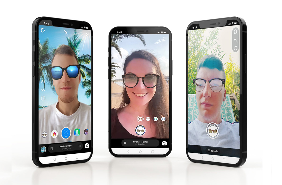 Votre catalogue de montures sur un filtre instagram et filtre snapchat