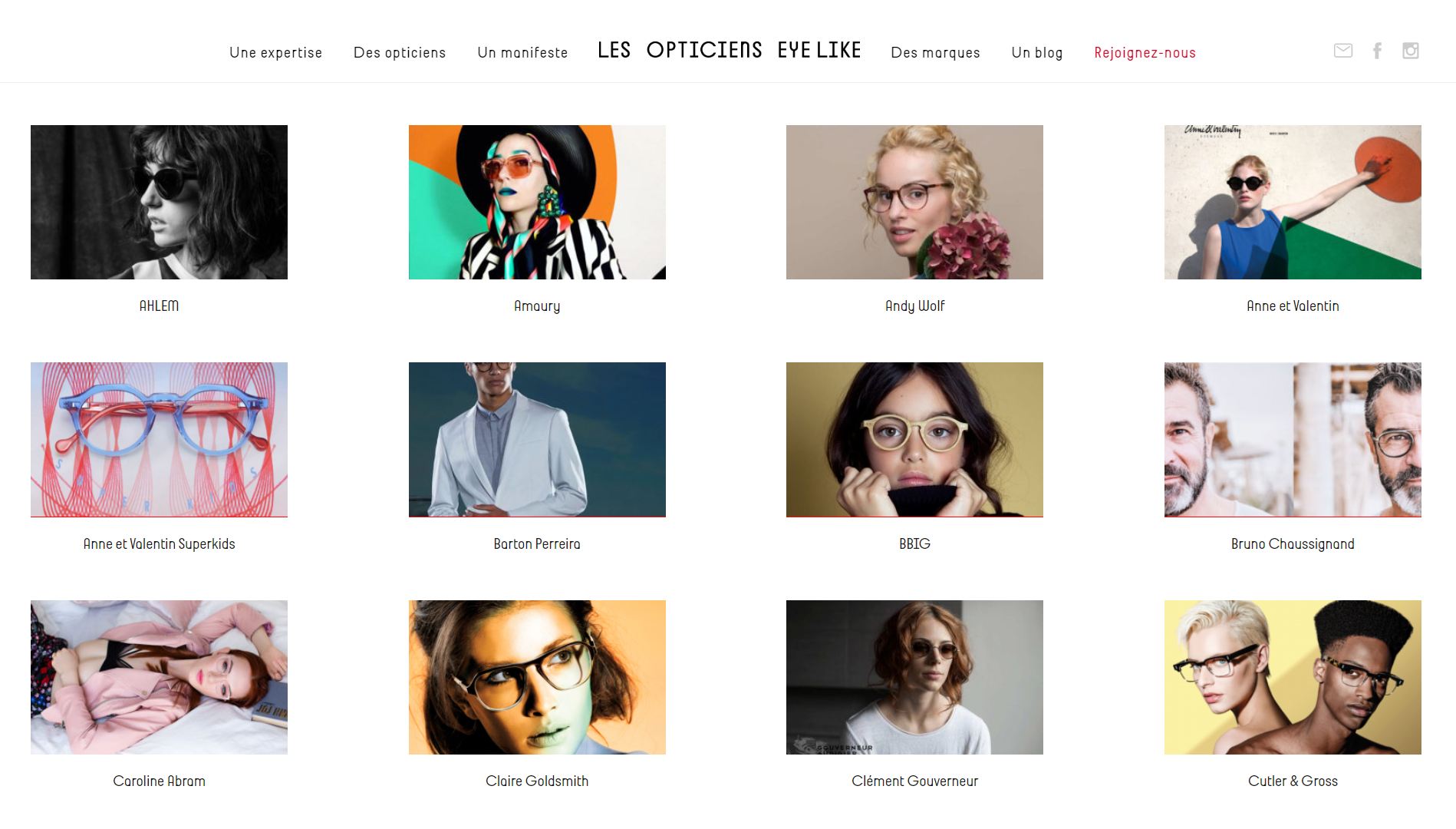 catalogue de lunettes mode sur le site Eye Like