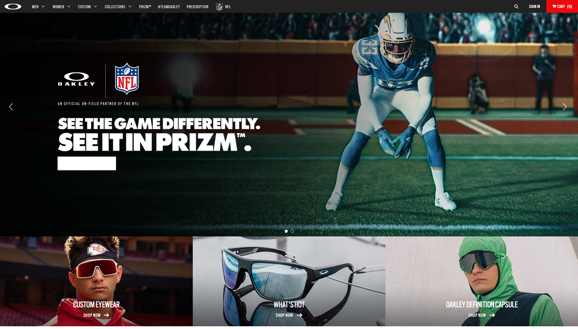 The sports eyewear brand Oakley for performance