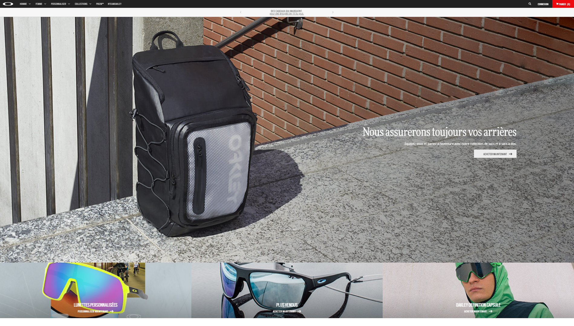 Catalogue de lunettes sport sur le site Oakley